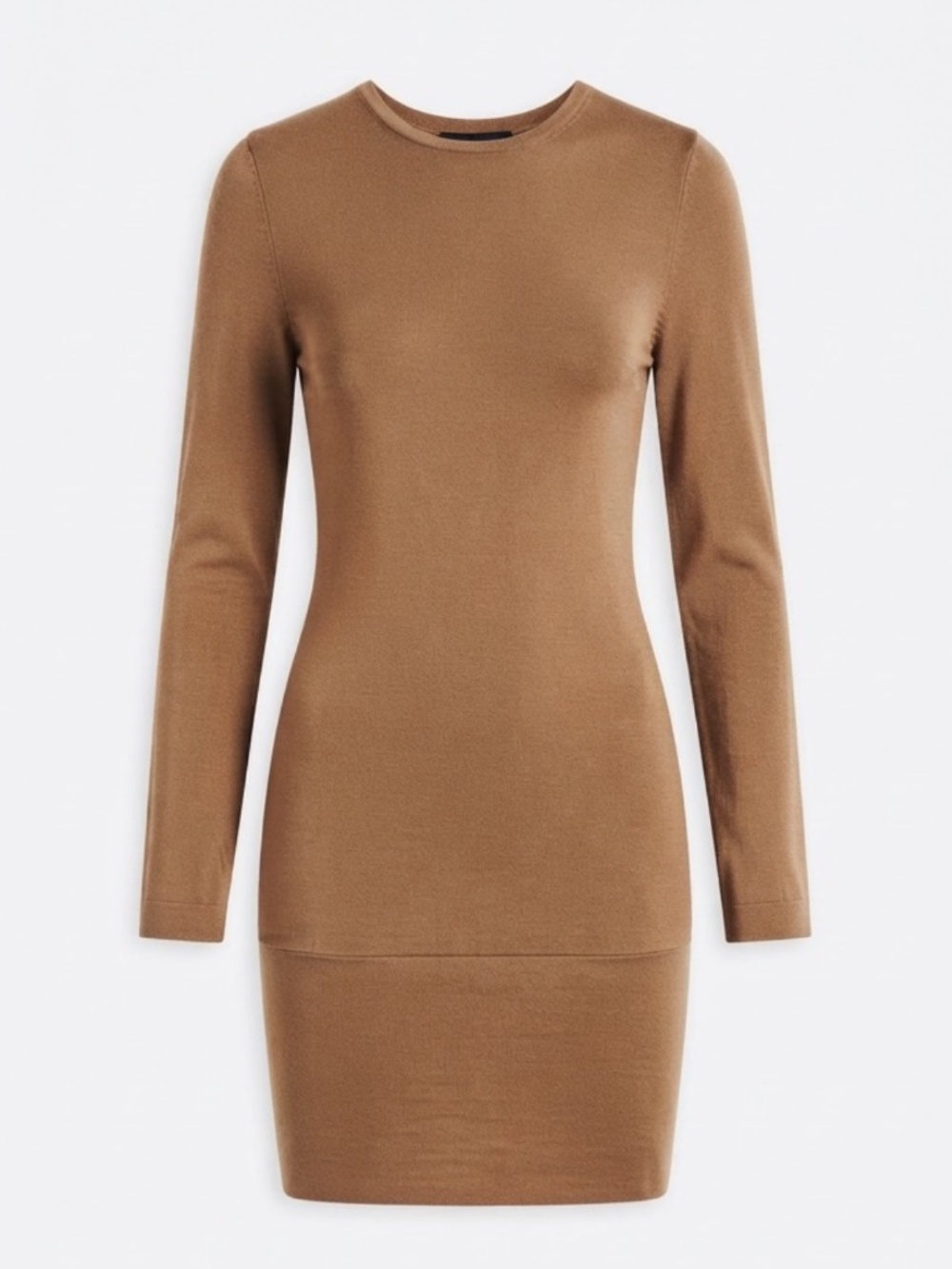 Vintage 90s Brand “Hot Stuff” Tan Long Sleeve Bodycon Mini Dress Minimalist